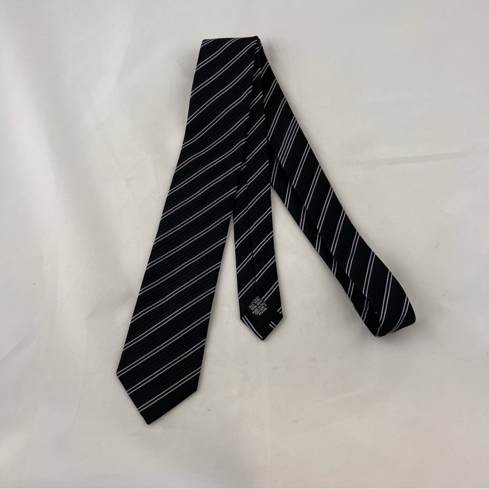 Hugo Boss Black and White Diagonal Striped Tie - NOR FOR SALE